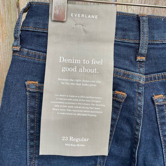 Everlane Jeans The Mid-Rise Skinny Stretch Size 23 Regular NWT Sustainable Denim - Picture 11 of 11